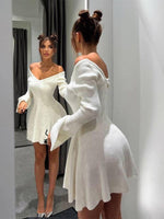 Mini Jurk met Off-Shoulder en Gebreid Design - Mini Dresses - Jurkjes.co