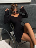 Mini Jurk met Off-Shoulder en Gebreid Design - Mini Dresses - Jurkjes.co