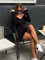 Mini Jurk met Off-Shoulder en Gebreid Design - Mini Dresses - Jurkjes.co