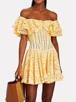 Mini Jurk met Off-Shoulder en Geometrisch Patroon - Mini Dresses - Jurkjes.co
