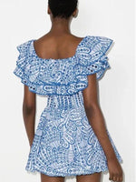 Mini Jurk met Off-Shoulder en Geometrisch Patroon - Mini Dresses - Jurkjes.co