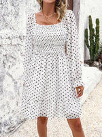 Mini Jurk met Off-Shoulder en Polka Dots - Mini Dresses - Jurkjes.co
