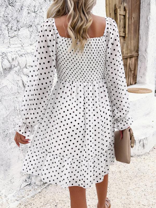 Mini Jurk met Off-Shoulder en Polka Dots - Mini Dresses - Jurkjes.co