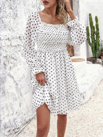 Mini Jurk met Off-Shoulder en Polka Dots - Mini Dresses - Jurkjes.co