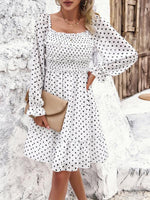 Mini Jurk met Off-Shoulder en Polka Dots - Mini Dresses - Jurkjes.co