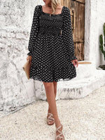 Mini Jurk met Off-Shoulder en Polka Dots - Mini Dresses - Jurkjes.co