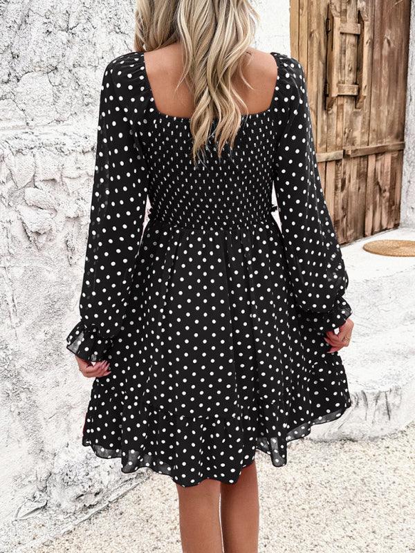 Mini Jurk met Off-Shoulder en Polka Dots - Mini Dresses - Jurkjes.co