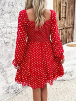 Mini Jurk met Off-Shoulder en Polka Dots - Mini Dresses - Jurkjes.co
