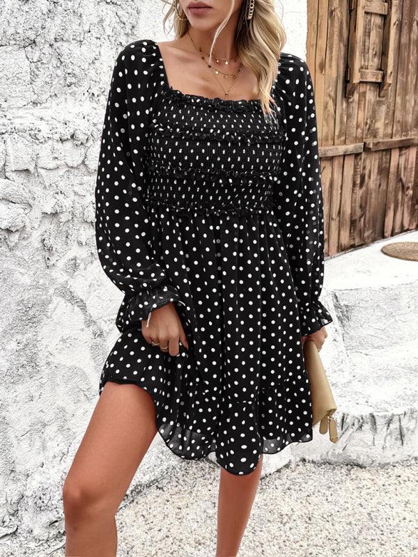 Mini Jurk met Off-Shoulder en Polka Dots - Mini Dresses - Jurkjes.co