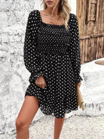 Mini Jurk met Off-Shoulder en Polka Dots - Mini Dresses - Jurkjes.co