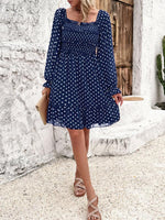 Mini Jurk met Off-Shoulder en Polka Dots - Mini Dresses - Jurkjes.co