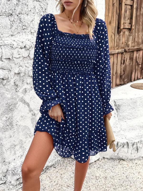 Mini Jurk met Off-Shoulder en Polka Dots - Mini Dresses - Jurkjes.co