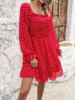Mini Jurk met Off-Shoulder en Polka Dots - Mini Dresses - Jurkjes.co