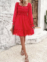 Mini Jurk met Off-Shoulder en Polka Dots - Mini Dresses - Jurkjes.co