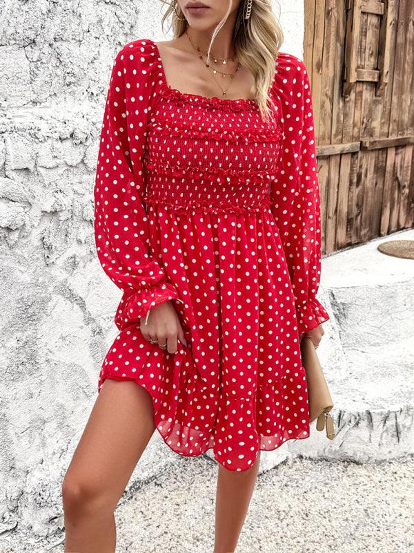Mini Jurk met Off-Shoulder en Polka Dots - Mini Dresses - Jurkjes.co