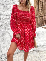 Mini Jurk met Off-Shoulder en Polka Dots - Mini Dresses - Jurkjes.co