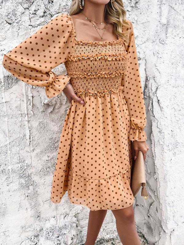 Mini Jurk met Off-Shoulder en Polka Dots - Mini Dresses - Jurkjes.co