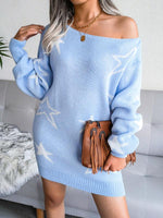 Mini Jurk met Off-Shoulder en Sterrenprint - Group5 - Jurkjes.co