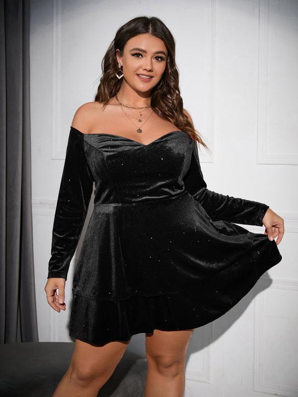 Mini Jurk met Off-Shoulder en Velvet - Mini Dresses - Jurkjes.co