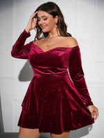 Mini Jurk met Off-Shoulder en Velvet - Mini Dresses - Jurkjes.co