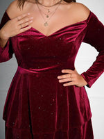 Mini Jurk met Off-Shoulder en Velvet - Mini Dresses - Jurkjes.co