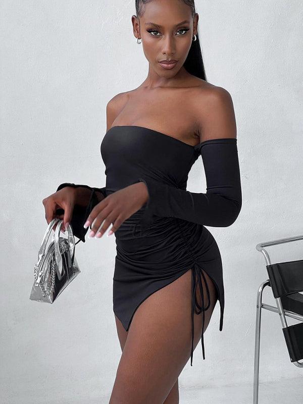 Mini Jurk met Off-Shoulder en Zij-Split - Group5 - Jurkjes.co