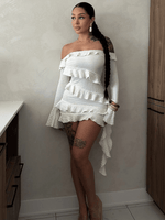 Mini Jurk met One-Shoulder en Rimpelrok - Group5 - Jurkjes.co