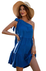 Mini Jurk met One-Shoulder Ontwerp - Mini Dresses - Jurkjes.co