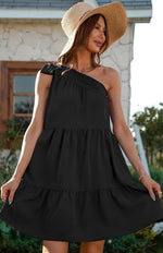 Mini Jurk met One-Shoulder Ontwerp - Mini Dresses - Jurkjes.co