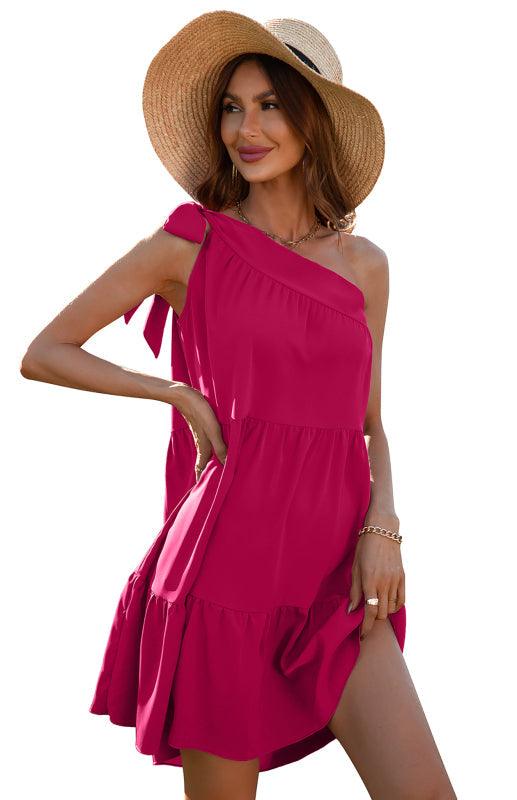 Mini Jurk met One-Shoulder Ontwerp - Mini Dresses - Jurkjes.co