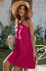 Mini Jurk met One-Shoulder Ontwerp - Mini Dresses - Jurkjes.co