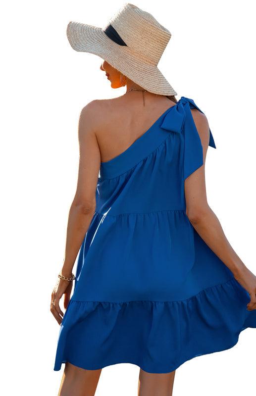 Mini Jurk met One-Shoulder Ontwerp - Mini Dresses - Jurkjes.co