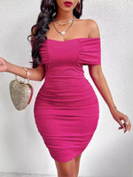 Mini Jurk met Open Schouder en Effen Kleur - Mini Dresses - Jurkjes.co