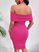 Mini Jurk met Open Schouder en Effen Kleur - Mini Dresses - Jurkjes.co