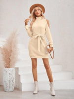 Mini Jurk met Open Schouders en Strikceintuur - Midi Dresses - Jurkjes.co