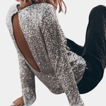 Mini Jurk met Pailletten en Lange Mouwen - CB - Dresses - Jurkjes.co