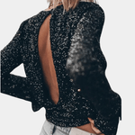 Mini Jurk met Pailletten en Lange Mouwen - CB - Dresses - Jurkjes.co