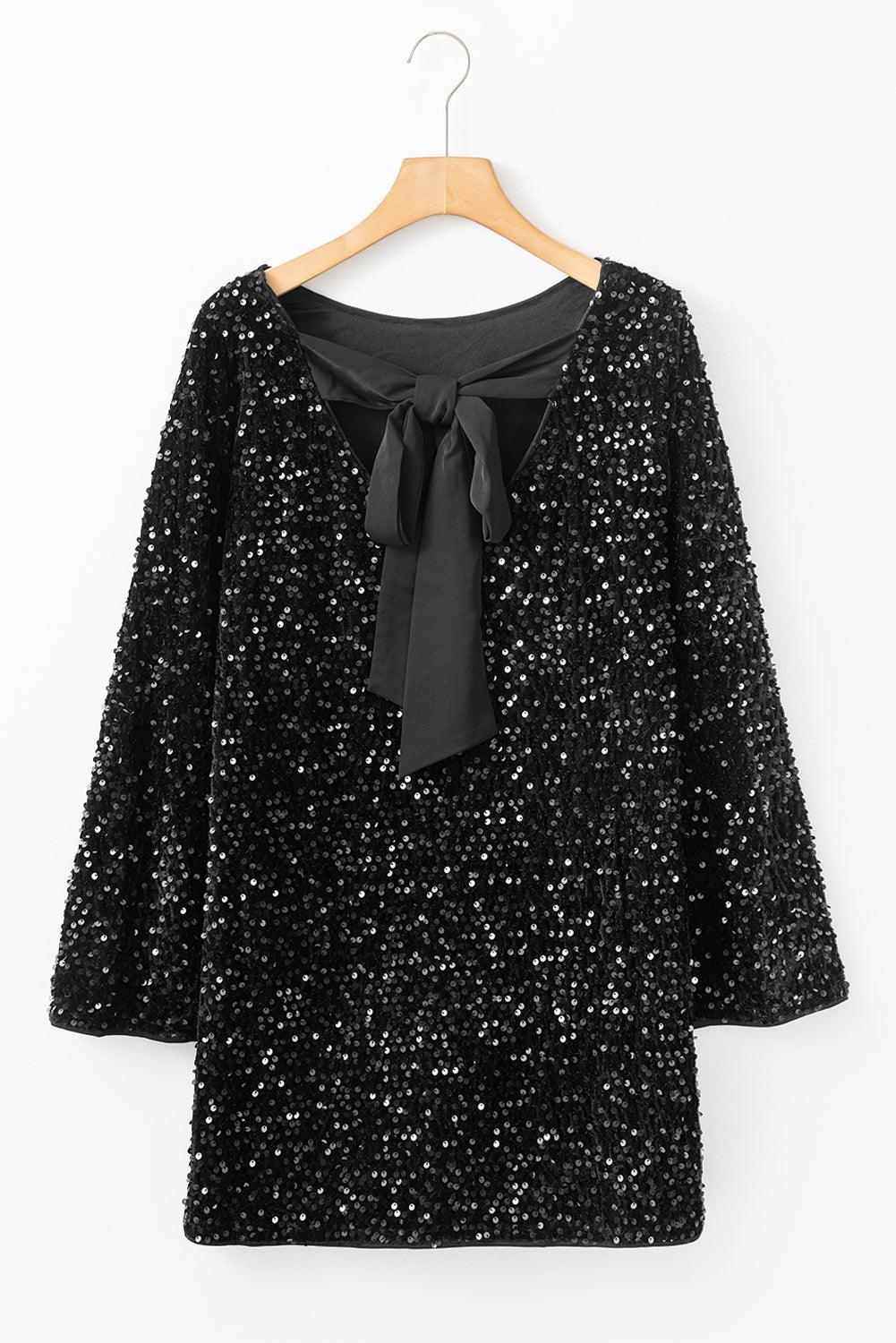 Mini Jurk met Pailletten en Open Rug - Mini Dresses - Jurkjes.co