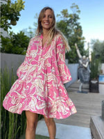 Mini Jurk met Paisley Print en V-hals - Layered Mini Dresses - Jurkjes.co