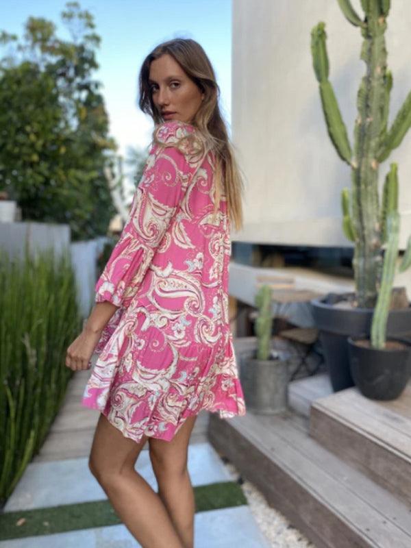 Mini Jurk met Paisley Print en V-hals - Layered Mini Dresses - Jurkjes.co