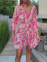 Mini Jurk met Paisley Print en V-hals - Layered Mini Dresses - Jurkjes.co