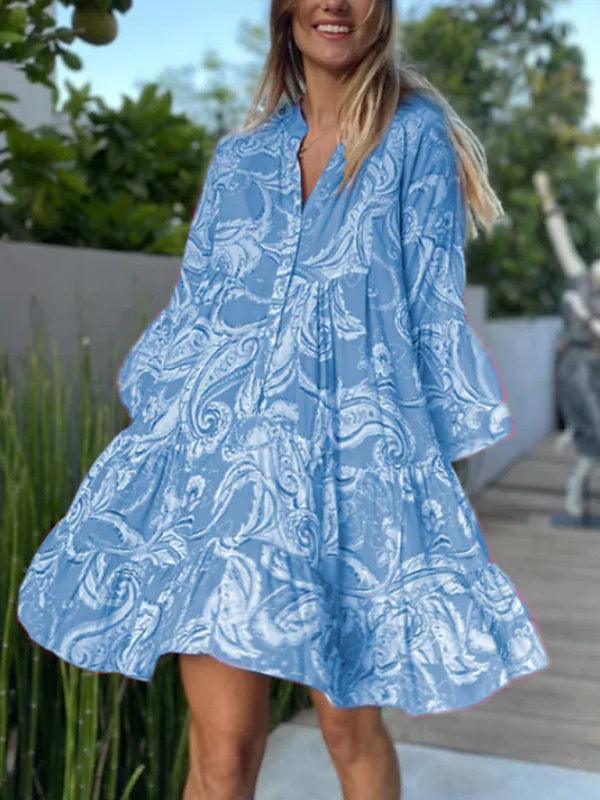 Mini Jurk met Paisley Print en V-hals - Layered Mini Dresses - Jurkjes.co