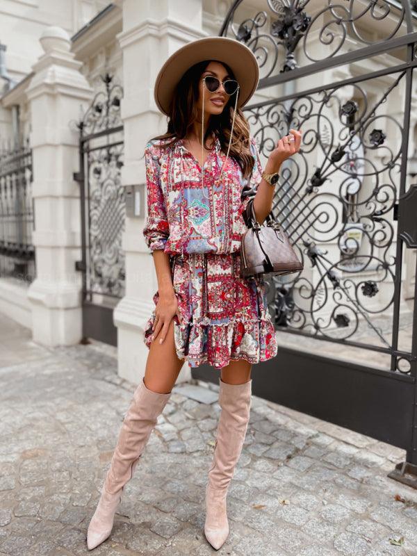 Mini Jurk met Paisleyprint en V-hals - Mini Dresses - Jurkjes.co