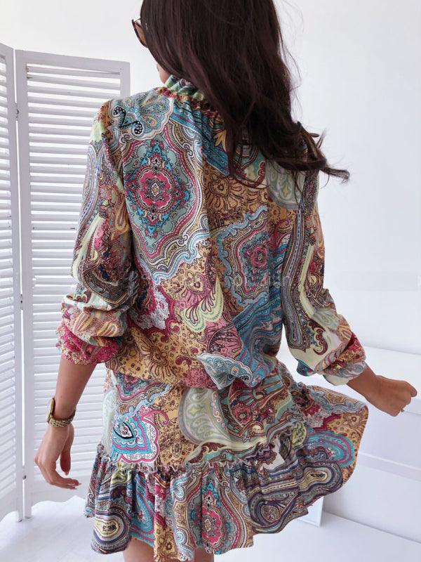 Mini Jurk met Paisleyprint en V-hals - Mini Dresses - Jurkjes.co