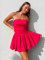 Mini Jurk met Plooi-Bovenstuk en Uitlopende Rok - Mini Dresses - Jurkjes.co