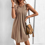 Mini Jurk met Plooi en Effen Design - Mini Dresses - Jurkjes.co