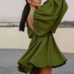 Mini Jurk met Pofmouwen en V-hals - CB - Dresses - Jurkjes.co