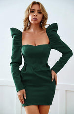 Mini Jurk met Pofmouwen en V-hals - Mini Dresses - Jurkjes.co