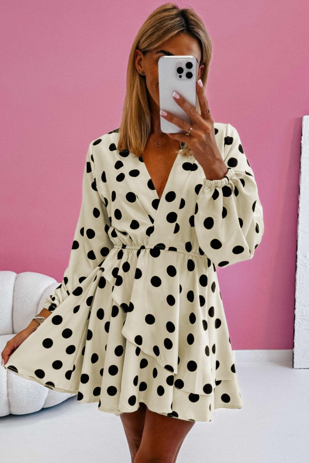 Mini Jurk met Polka Dot Print - Mini Dresses - Jurkjes.co