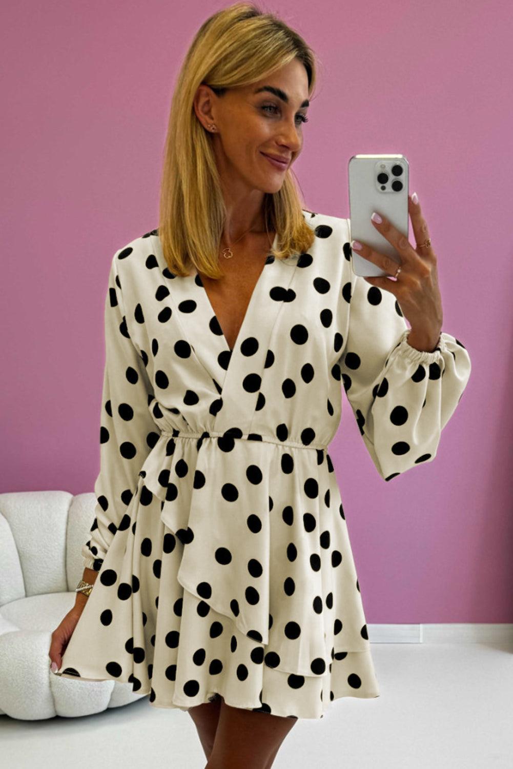 Mini Jurk met Polka Dot Print - Mini Dresses - Jurkjes.co